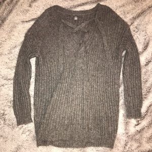 Cozy lace up AE sweater